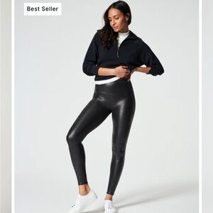Spanx Women Size Small Leggings High Rise Pants Black Faux Leather
